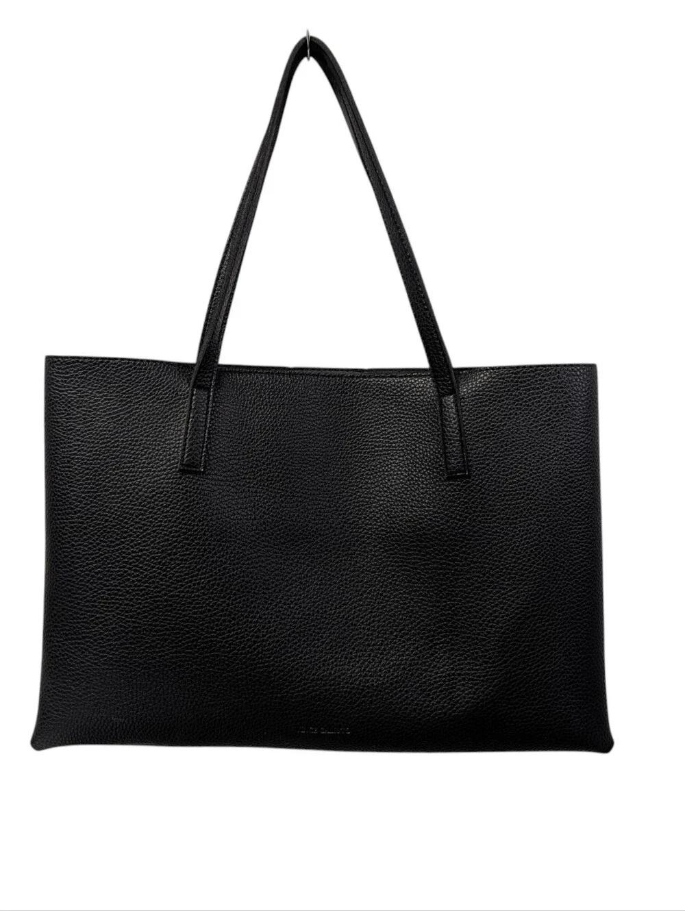 Vince Camuto Black Pebbled Tote Bag Gray Stripe Large Shoulder Bag